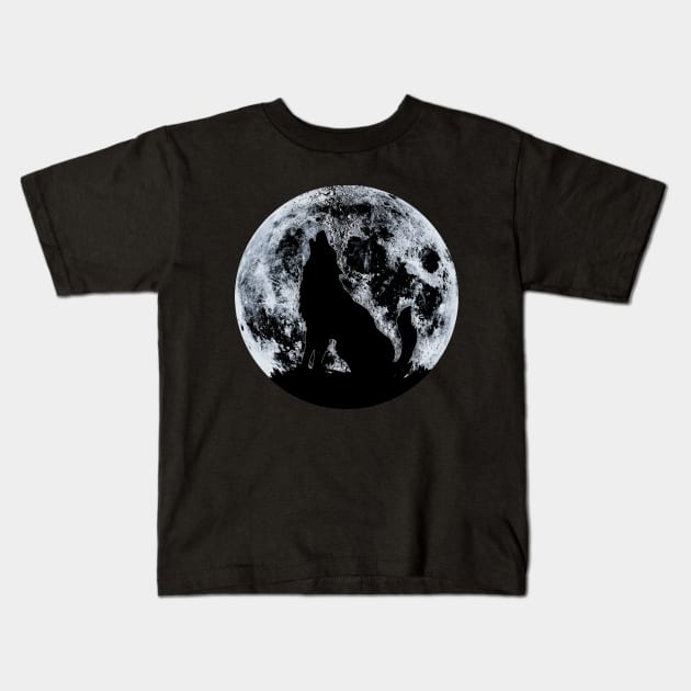 Wolf And Moon Kids T-Shirt by juyodesign